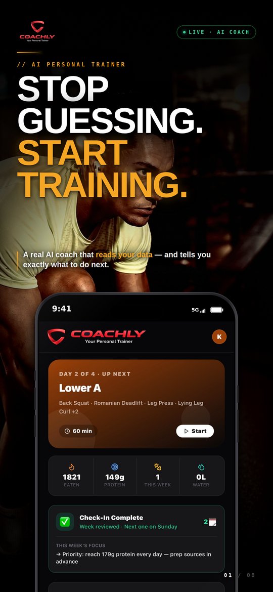 Coachly home — Lower A workout up next, training plan and daily targets